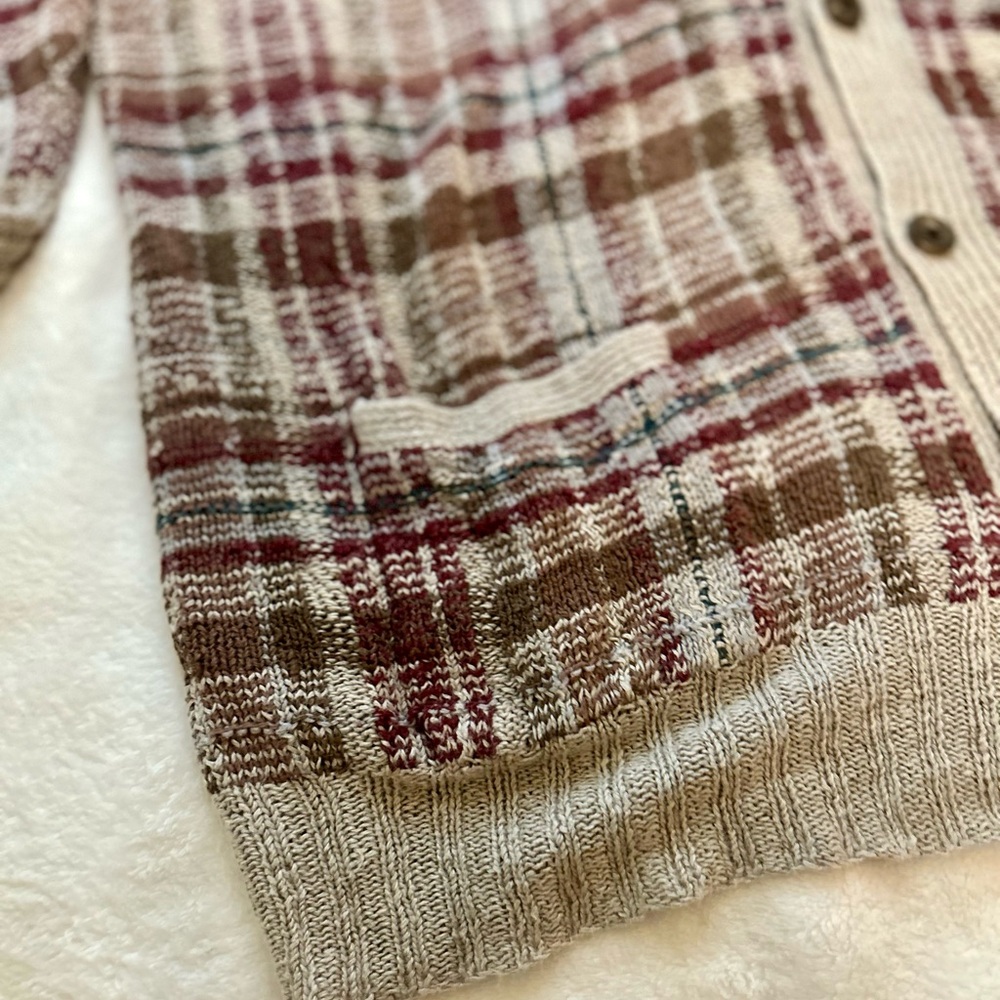 🪵🔥 Ralph Lauren vintage estate plaid cardigan hand knit silk linen - Picture 5 of 10